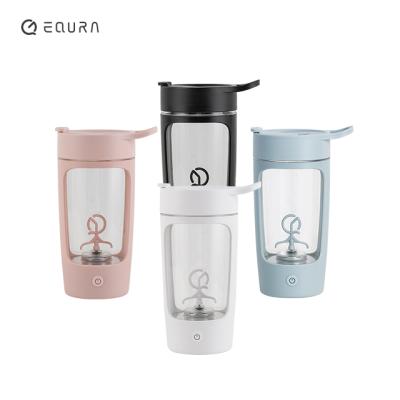 China EQURA Cordless Portable Blender Bottom Noisy Usb Bottle Protein Powder Shake Rechargeable Electric Mixing Cup for sale