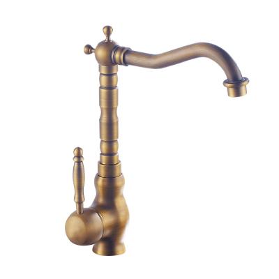 China Modern High Quality Hot Cold Deck Mounted Single Hole Kitchen Faucet Brass Polish Kitchen Faucet for sale