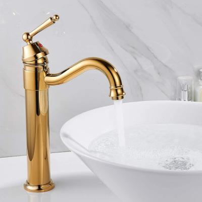 China Retro Bathroom Thermostatic Faucets Hot And Cold Antique Brass Faucet Water Mixer Tap Basin Basin Faucet Brushed Gold Faucet for sale