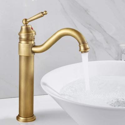 China Antique Brass Thermostatic Faucets Basin Faucet With Handle Marble Hot And Cold Water Basin Taps Basin Mixer Tap for sale