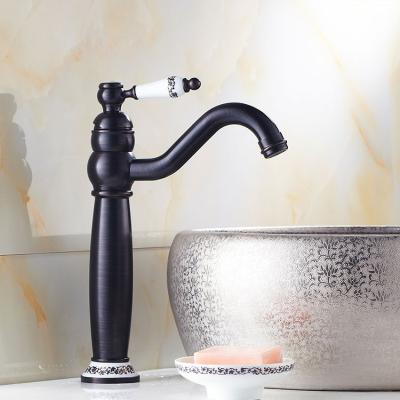 China Modern Luxury Classic Antique European Style Long Spring Hot Cold Water Tap Mixer Single Lever Bathroom Basin Faucet for sale