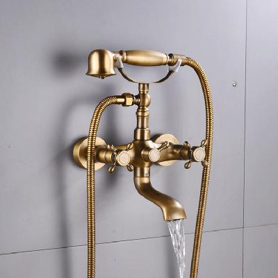 China With Slide Bar Luxury Bathroom Double Handle Faucet Showers Rain Mixers Set Bathroom Faucets Shower for sale