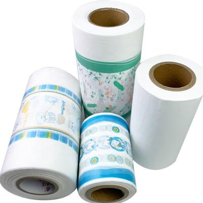 China Printed hydrophobic nonwoven laminated backsheet perforated pe film for diaper for sale