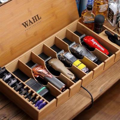 China Professional Salon Tools WAHL Professional Wooden Hair Trimmer Holder Stylists Barber Tools Box Hairdresser Storage Hairdresser Tools Box for sale