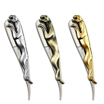 China Customized high quality zinc alloy razor salon hairdresser and family special use leopard single blade style new for sale