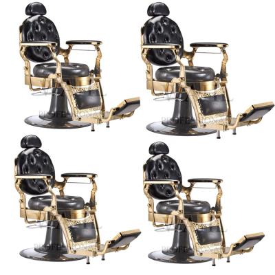 China WAHL modern professional good quality classic durable barber chairs gold and black color hair salon equipment for sale