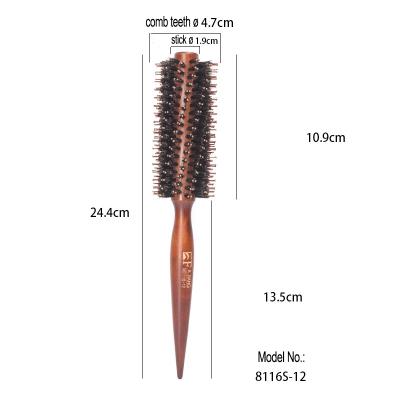 China Barber Wood Round Hair Curler sweep natural boar hair circle hair comb professional salon use 8116S-12 for sale