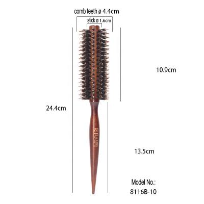 China Barber Professional Salon Straight Boar Brush 100% Natural Round Hair Wooden Bristle With Pin Tail Circle Hair Comb for sale