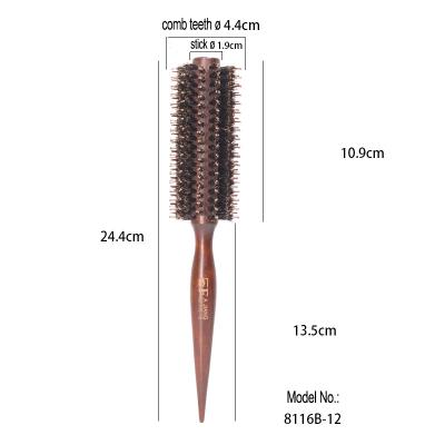 China Wooden Round Natural Round Hair Comb Boar Bristle Brush Hair Curler 8116B-12 Professional Hair Salon Use 8116S-12 for sale