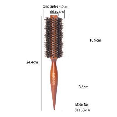 China Wooden Round Natural Round Hair Comb Boar Bristle Brush Hair Curler 8116B-14 Professional Hair Salon Use 8116S-12 for sale