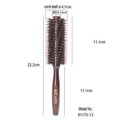 China Barber 8117S-12 Anti Static Boar Hair Twill Brush Straight Hair Round Hair Wooden Comb For Curly Hair for sale