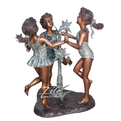 China Europe Beautiful Classic Garden Modern Bronze Children Kids Statues for sale