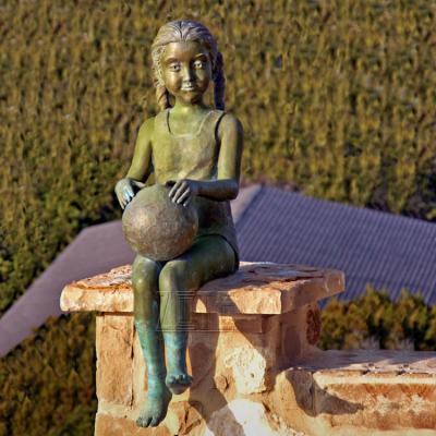 China Europe Large Garden Copper Girl Outdoor Sculpture Bronze Children Statues for sale