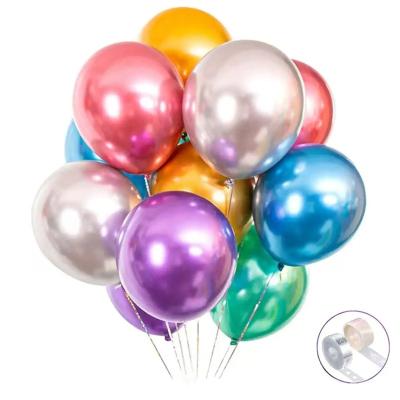 China Top Grade Baby Shower Birthday Party Colorful Party Balloons 100pcs 12inch Chrome Metallic Helium Balloons for Birthday Decoration and Arch Decoration for sale