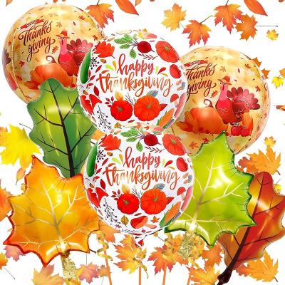 China Thanksgiving Decoration Autumn Maple Leaf Thanksgiving Harvest Leaves Balloons Turkey Thanksgiving Party Balloon Decorations for sale