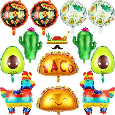 China Top Grade 12 PCS Mexico Fiesta Theme Party Foil Balloons Mylar Foil Jumbo Balloons Party Luau Birthday Baby Shower Supplies for sale