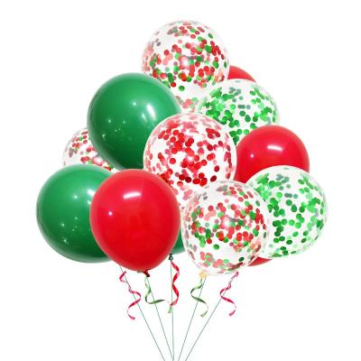 China Top Grade 100 Pcs Latex Christmas Balloons 12 Inch Party Decorations Red Green Confetti Balloons Latex Balloons For Christmas New Year for sale