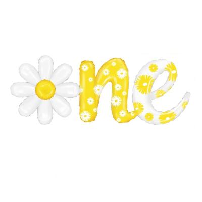 China Party Props Tops 2023 New Grade Design Daisy Letter One Foil Balloons For Baby Daisy Themed 1st Birthday Babyshower for sale