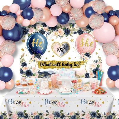 China Party Props Grade Blue and Rose Gold Gender Reveal Top Balloons Garland Kit for Baby Shower Party Supplies for sale