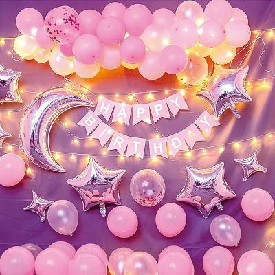 China Party Props Complete To Price Cartoon Pink Balloons Theme Set Birthday Kids Party Decoration Balloons for sale