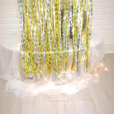 China Metallic Tinsel Foil Fringe Curtains For Party Category Photo Backdrops Luxury Top Curtain Decoration Party Backdrop Wedding Decor for sale