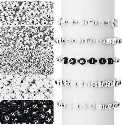 China The other 1600pcs spacer bead small smooth bead white loose letter black letter loose letter round diy accessories for sale