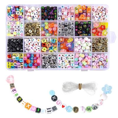 China Other 1200 PCS Plastic Box Set Kids Acrylic Alphabet Letter Bead For Jewelry Making Women Kids Hand Bracelet DIY Making Set Kit for sale