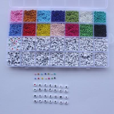 China DIY Crystal Acrylic Letter Beads Set Seed Beads 28 Grid Box Millet Beads for sale