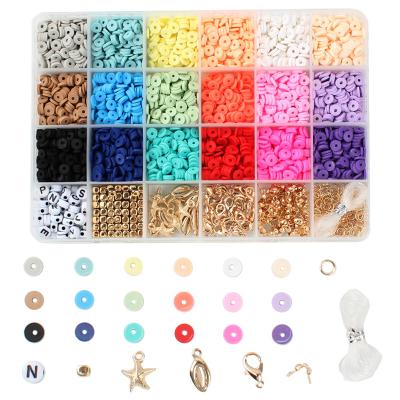 China 3600 Pcs 6mm Ceramic Spacer Around Clay Beads Jewelry Kit For Bracelet Diy Heishi Polymer Clay Bead Flat Kit For Jewelry Making for sale