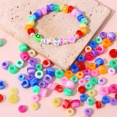 China Bea DIY Bracelet Necklace Accessories 8mm Double Color DIY Accessories 6mm Plastic Barrel Bea Acrylic For Jewelry Making Big Hole for sale