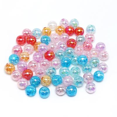 China DIY accessories factory direct sale 50 pcs / bag 8-14mm magic color bea slot acrylic bead DIY jewelry making round loose bead for sale