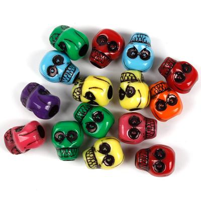 China Mixed Color Acrylic Plastic Sugar Skull Head Loose Spacer Beads Charms For Jewelry Craft Making for sale