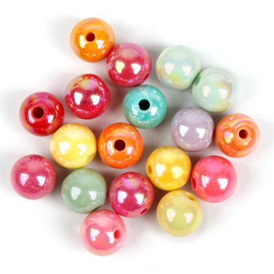 China DIY 10mm Round Acrylic Opaque Solid Color Plated AB Color Beads As DIY Handmade Beads for sale