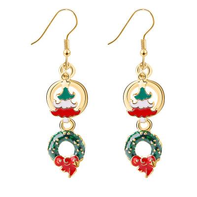 China Creative Christmas Tree Christmas New Alloy Cute Christmas Earrings Dangle Earrings Holiday Jewelry Girls for sale