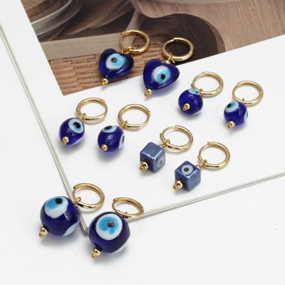 China FASHIONABLE Turkish Lucky Blue Glass Crystal Evil Eye Dangle Earrings For Women Girls Amulet Jewelry for sale