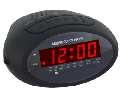 China Portable Am/Fm Led Clock Radio Rechargeable Battery Pack Built-In Speaker for sale