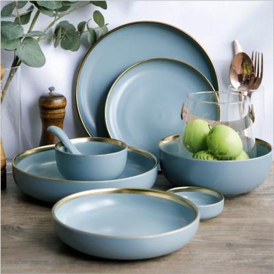 China Sustainable Tableware Restaurant Luxury Hotel Use Ceramic Dish Dish Daily Dinnerware Dinner Sets for sale