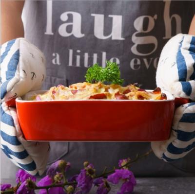 China Cheap viable square 7colors pasta dish stoneware ceramic tableware bakeware baking tray with handle for sale