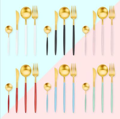 China Hot Selling Viable Knife Fork Spoon Chopsticks 5pcs Gold Set 304 Stainless Steel Cutlery Flatware Set For Party Hotel Wedding for sale