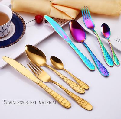 China Disposable Food Grade Restaurant Flatware Set Spoon Fork Knife Gold Stainless Steel Spoon Cutlery Set for sale