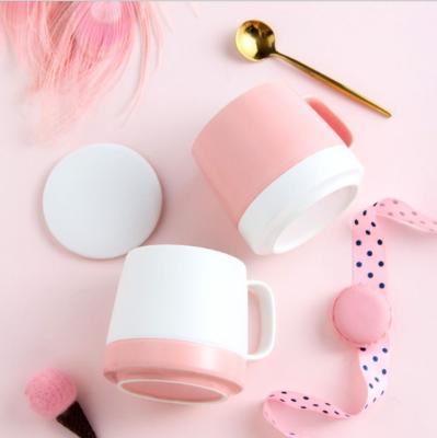 China Viable Nordic simple ceramic mug with cover modern creative fragrant tea office home matte coffee mug for sale