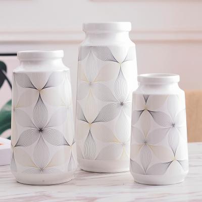 China Modern Nordic Minimalist Three-piece Home Decorations Soft Craft Porch Minimalist Ceramic Vase for sale