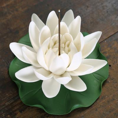 China American incense 100% handmade ceramic lotus flower stick leaf incense trays, aromatherapy censer holder for sticks for sale