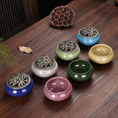 China American Ceramic Buddhism Porcelain Censers Coil Incense 4 Hours Yoga Home Studio Chamber Tea Censer Portable Holder for sale