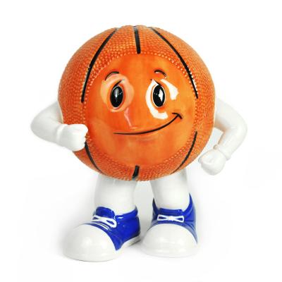 China Coin Save Custom Cute Basketball Shape Large Big Ceramic Piggy Bank Money Saving Box for sale