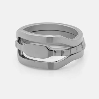 China Environmental Friendly Fashion Stainless Steel Custom Name Logo Blank Metal Triple Combination Ring for sale