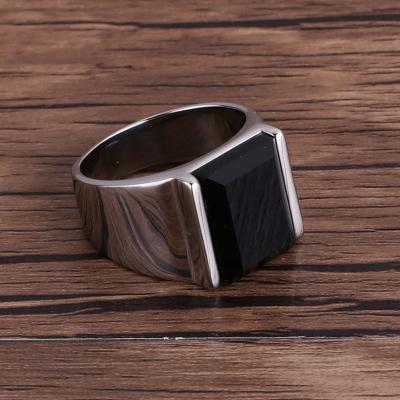 China Environmental Friendly Fashion Design Custom Jewelry Stainless Steel Glass Gemstone Men Ring for sale