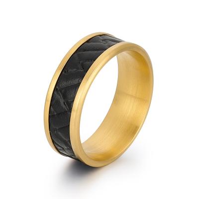 China Environmental Friendly Trendy Jewelry Leather Stainless Steel Men Finger Ring for sale