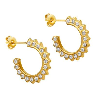 China / Geometric Irregularity C Shape Simple Titanium Steel Niche Earrings Diamond For Girls for sale