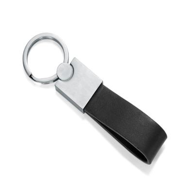 China Key Chain Personalized Engraved Custom Logo Name Metal Stainless Steel Blank Genuine Leather Keychain for sale